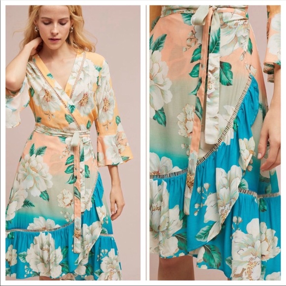 🆕NWT Farm Rio Wrap Dress -Anthropologie exclusive - Picture 4 of 8